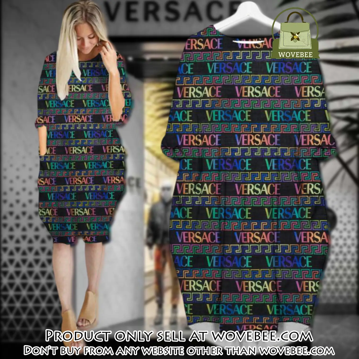 Gianni versace multicolor batwing pocket dress luxury brand for women pd062 wvb0348664